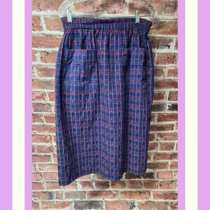 Melhart Designs Plaid Skirt M L | Vintage 80s Red Blue Academia Coquette Preppy